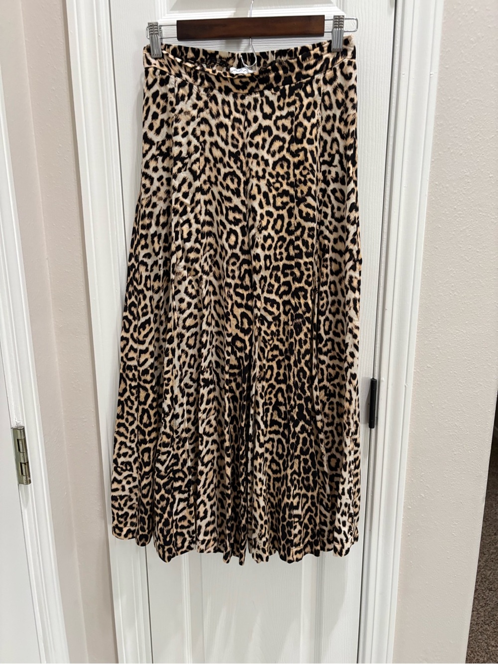 Petal & Pup Leopard Print Wide Leg Pants - Beige & Black